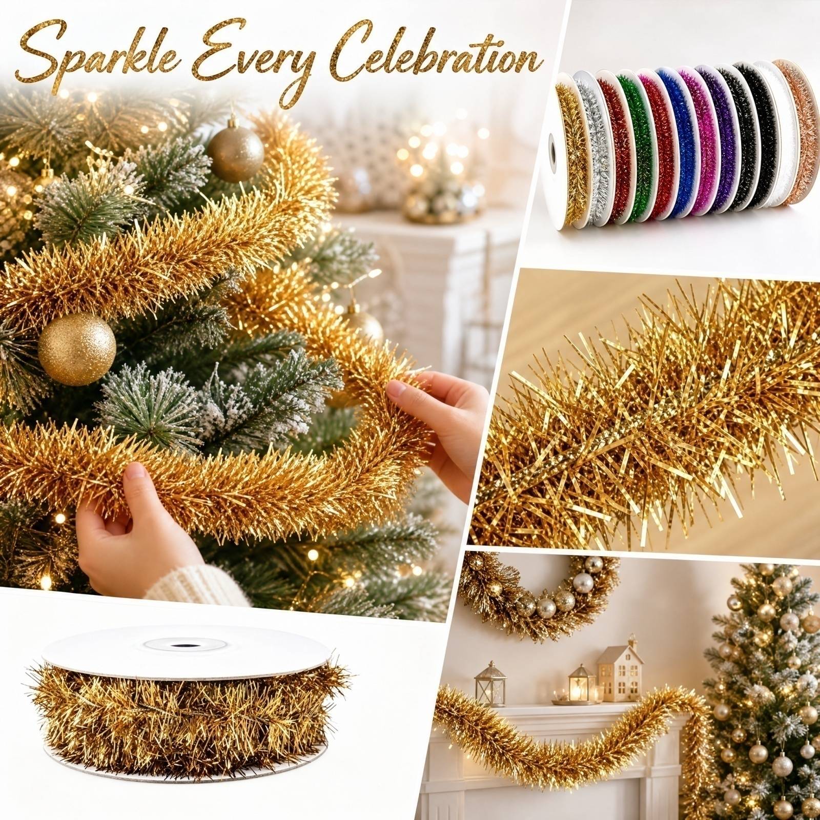 Tinsel Garland Decoration - Guirlanda de Plástico com Fios de