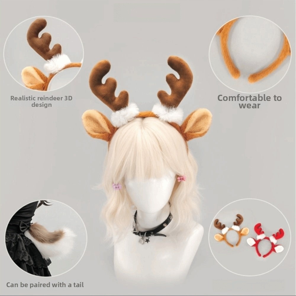 Tiara de Pelúcia com Chifres d - Reindeer Antlers Headband avaliação e preço