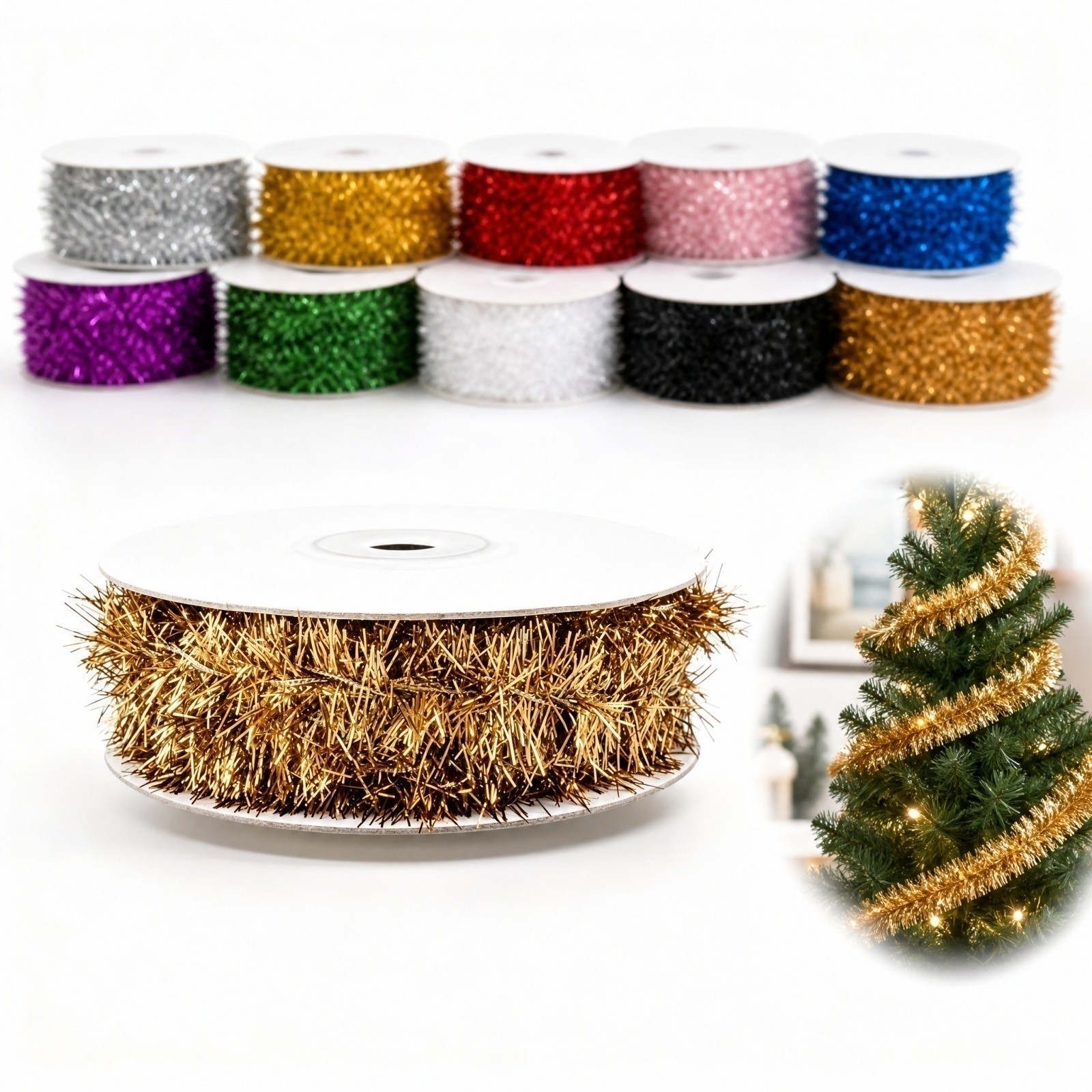 Guirlanda de Plástico com Fios - Tinsel Garland Decoration avaliação e preço